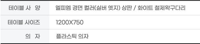 테이블 사양