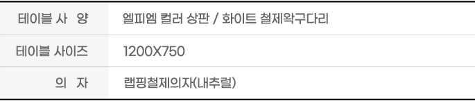 테이블 사양
